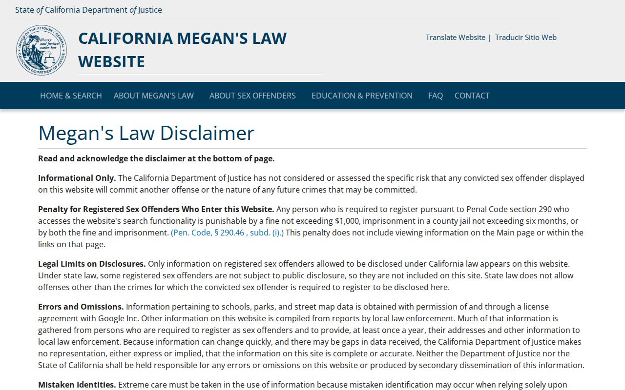 Clovis neighbors California Megan's Law privacy limit reference