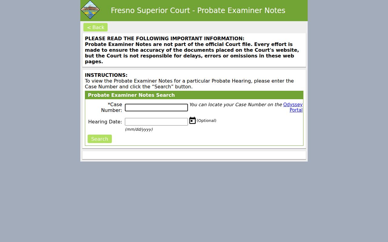 Clovis resident lookup probate examiner notes reference