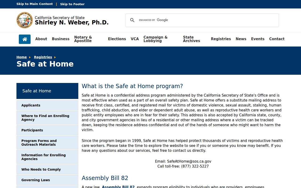 Clovis resident lookup Safe at Home privacy program reference